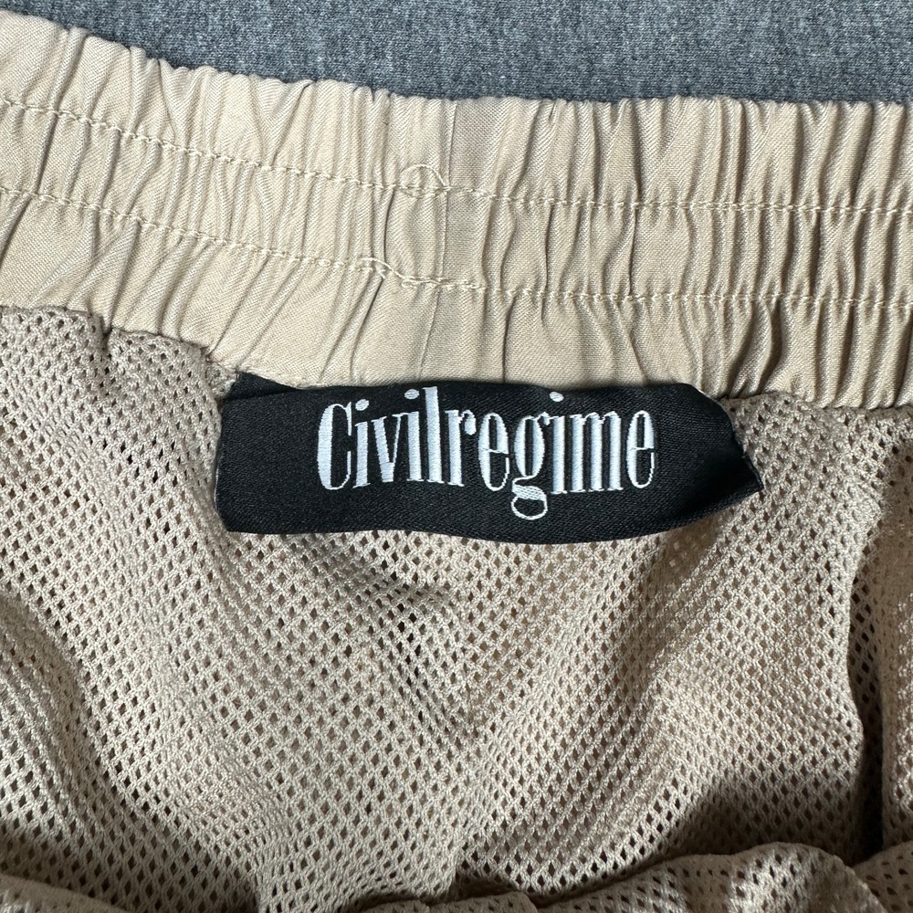 Civil Regime Mens Medium Mesh Lined Hybrid Shorts Sand Beige Track Swim Trunks M - Picture 4 of 11